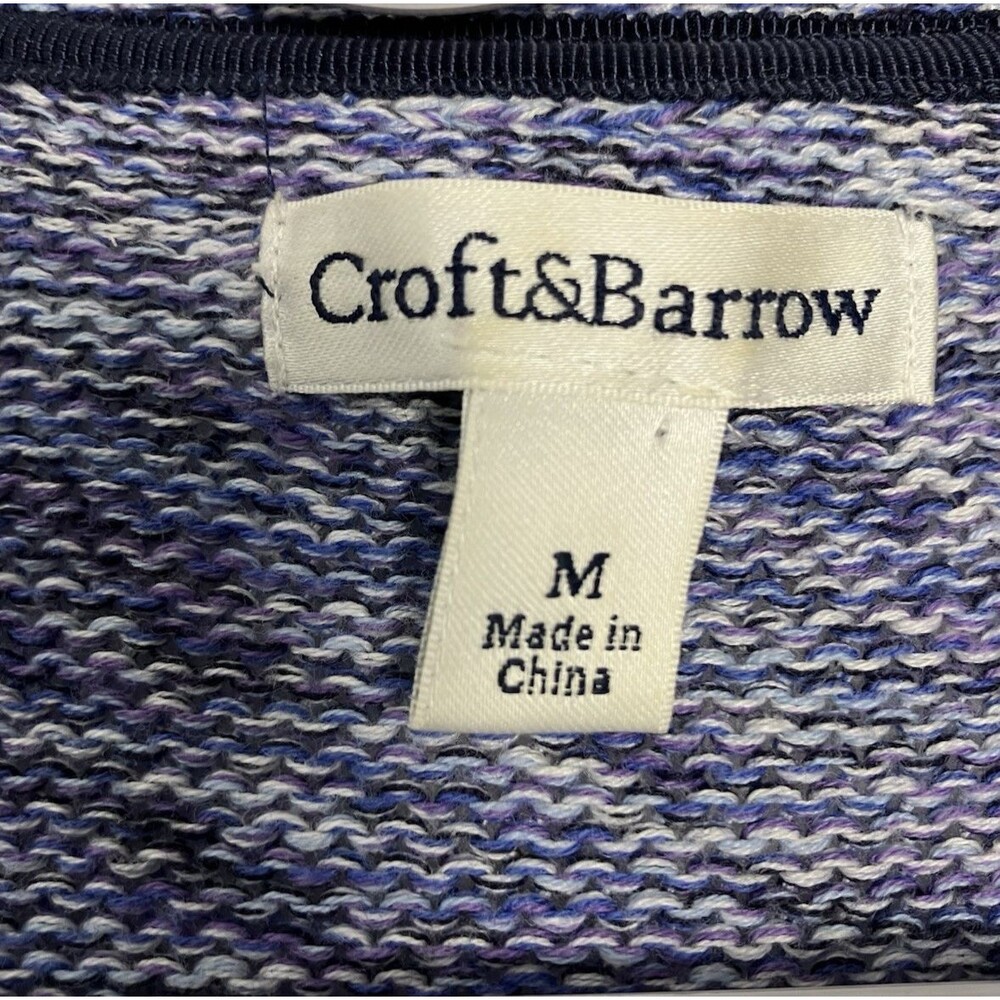 Croft & Barrow Womens Blue Marbled Cardigan Size Medium - Picture 3 of 8